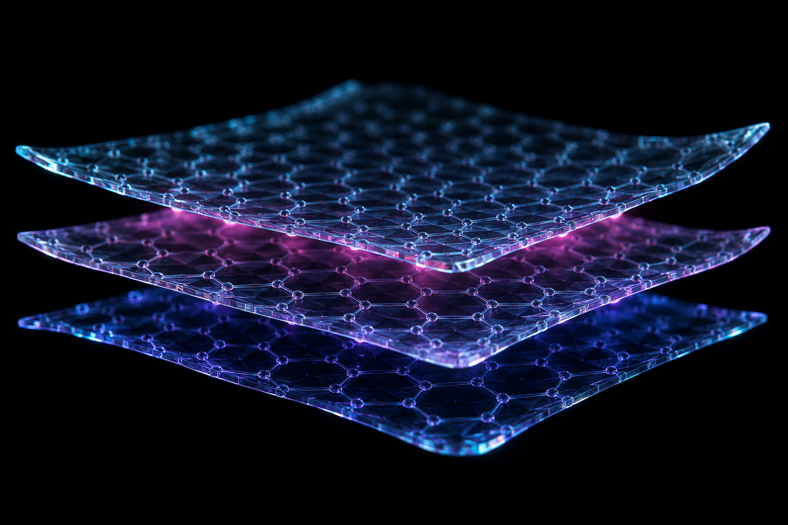 Conceptual illustration of stacked two-dimensional crystalline sheets